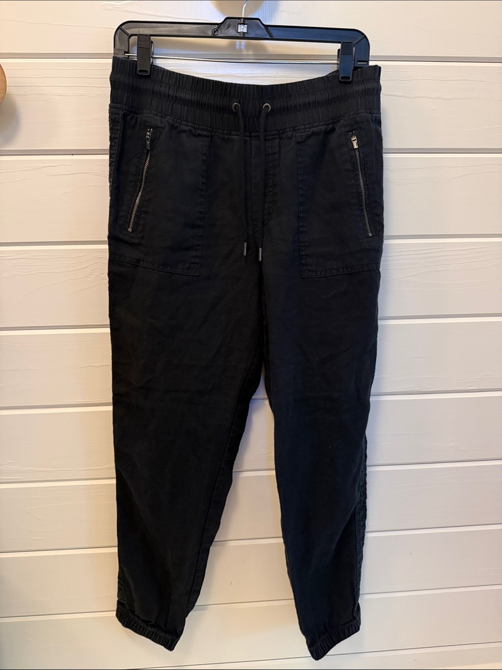 Athleta Cabo Linen Drawstring Jogger Pants with Zip Pockets
